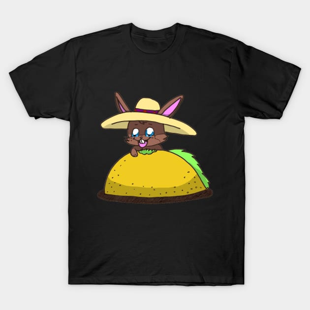 Sombrero Bunny Loves Tacos T-Shirt by dogbone42